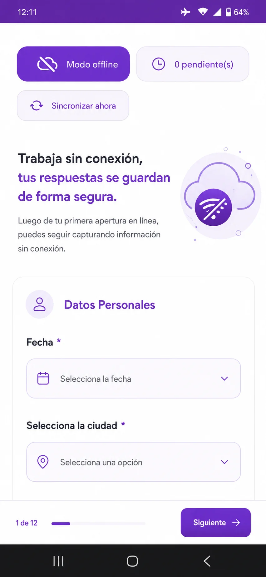 Modo offline de DATRIX Forms para operaciones de campo